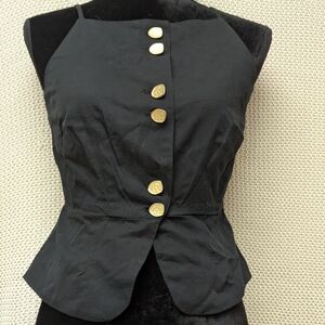Chic Black Top with Gold Buttons